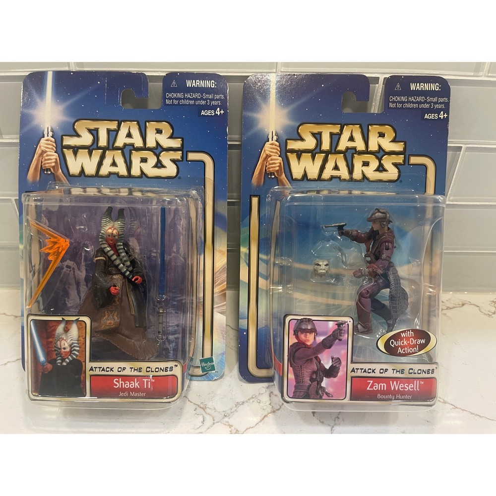 Star Wars Attack of the Clones Shaak Ti & Zam Wesell Action Figures Hasbro 2002